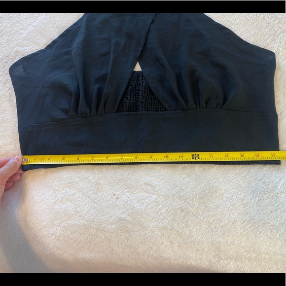 Black Cross Over Boho Style Halter Top Crop Top - Picture 9 of 9